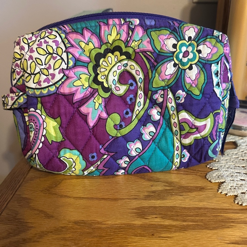 Vera Bradley Purple and Green Floral Cosmetic Bag
